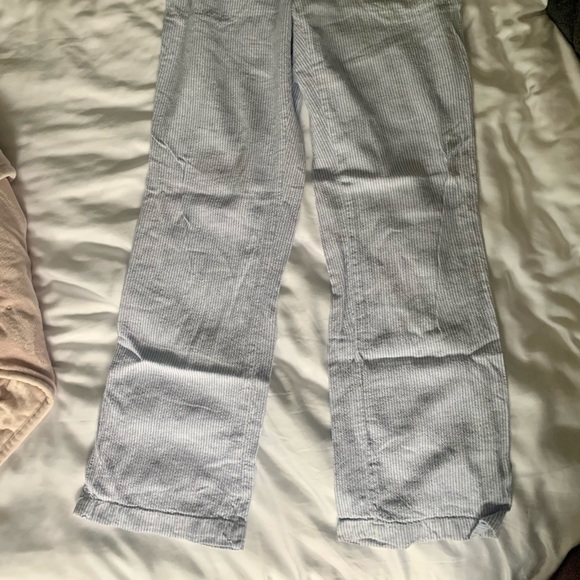 BLUE&WHITE LINEN-LIKE PANTS - Picture 4 of 5